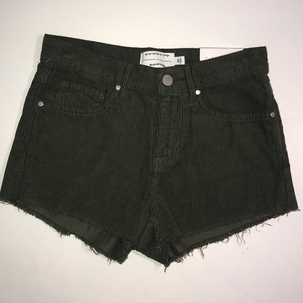 Kendall + Kylie Green Corduroy High Rise Shorts 23